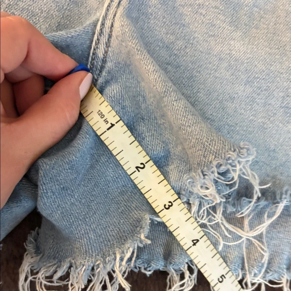 Paige Allure Shorts Denim Frayed Hem Shorts - 33